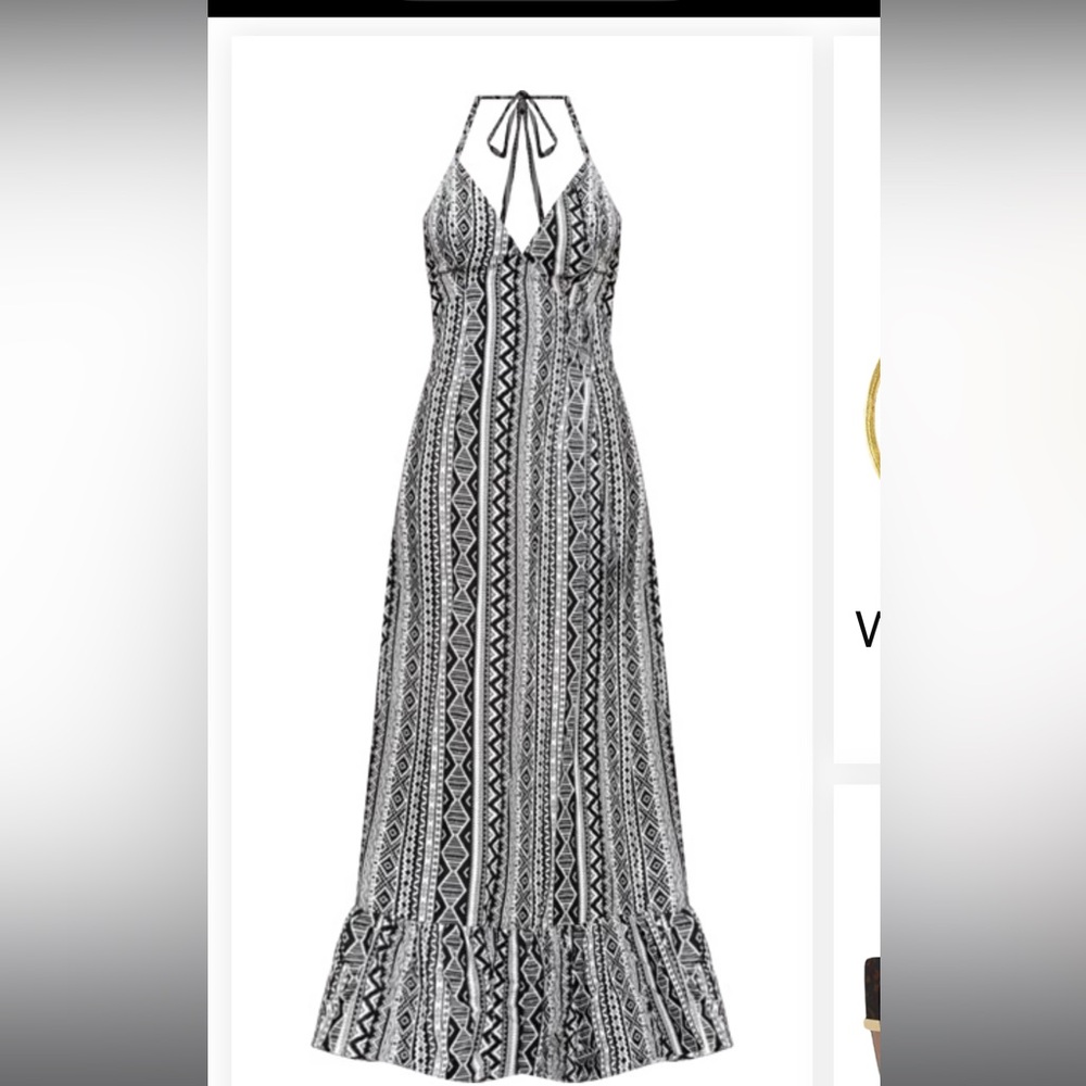 Black & White Printed Maxi Dress by Cupshe